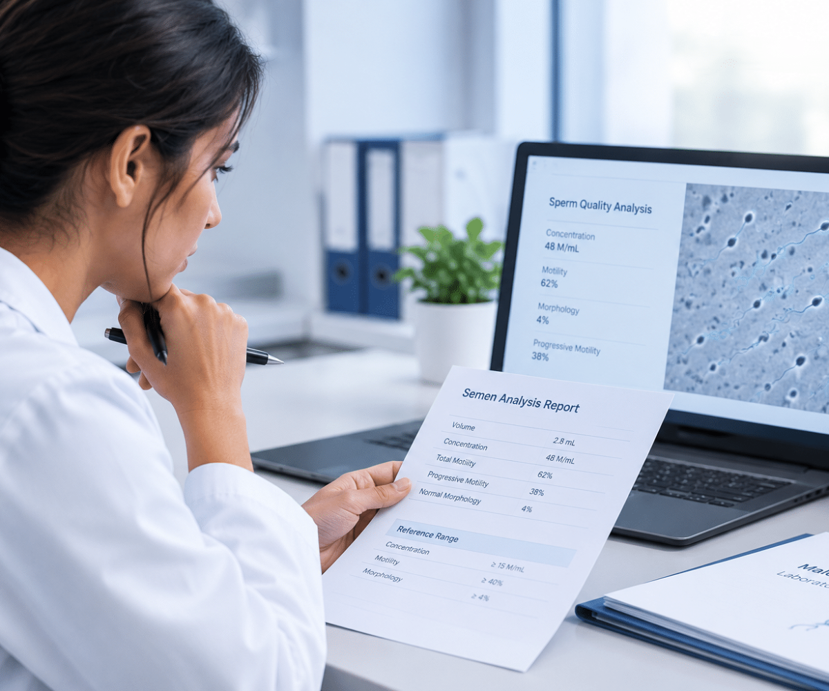 Clinician Reviewing Sperm Quality Data